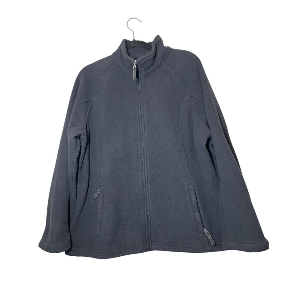 Lands' End Womens Black Fleece Jacket Size XL Thermacheck Full Zip